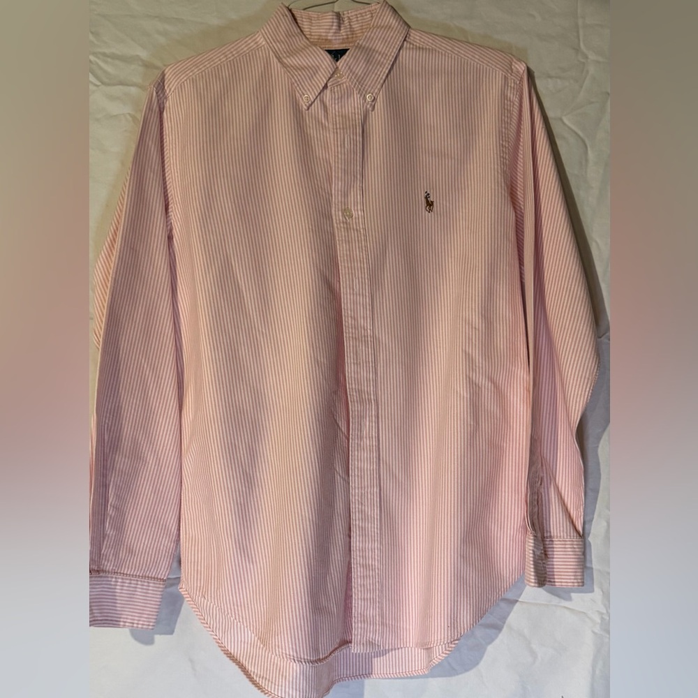 Ralph Lauren Men’s Classic Fit Button Down Shirt Pink Stripe M